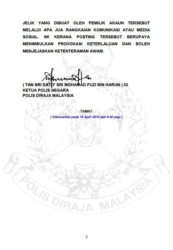 Status Siasatan Ke Atas Pemilik Akaun Facebook Sabah Sarawak Merdeka Yang Menghina Yang Di Pertuan Agong