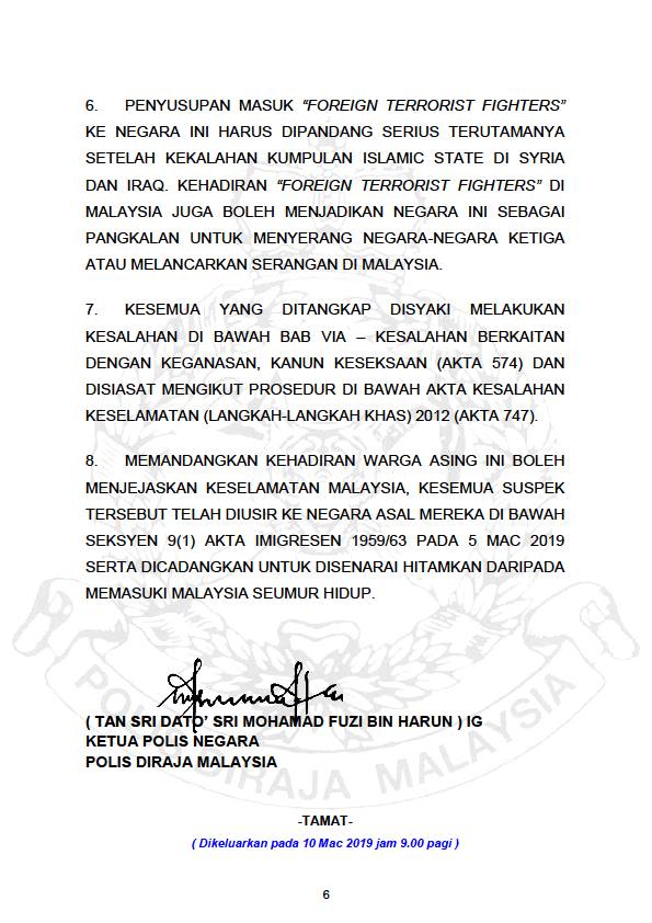 Tangkapan Sembilan Suspek Yang Disyaki Terlibat Dalam Kumpulan Pengganas