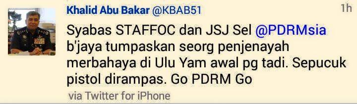 SEORANG PENJENAYAH BERBAHAYA TUMPAS Seorang Penjenayah Berbahaya Tumpas