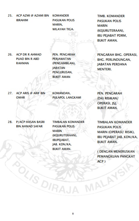 Siaran Media Kenaikan Pangkat Dan Pertukaran Pegawai Kanan Pdrm 20 Feb 2016