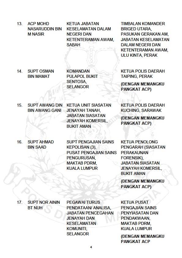 ARAHAN PERTUKARAN PEGAWAI KANAN PDRM