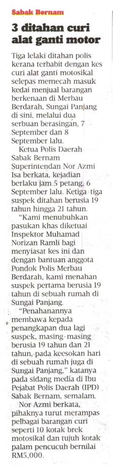 15 sep c Tiga Ditahan Curi Alat Ganti Motor