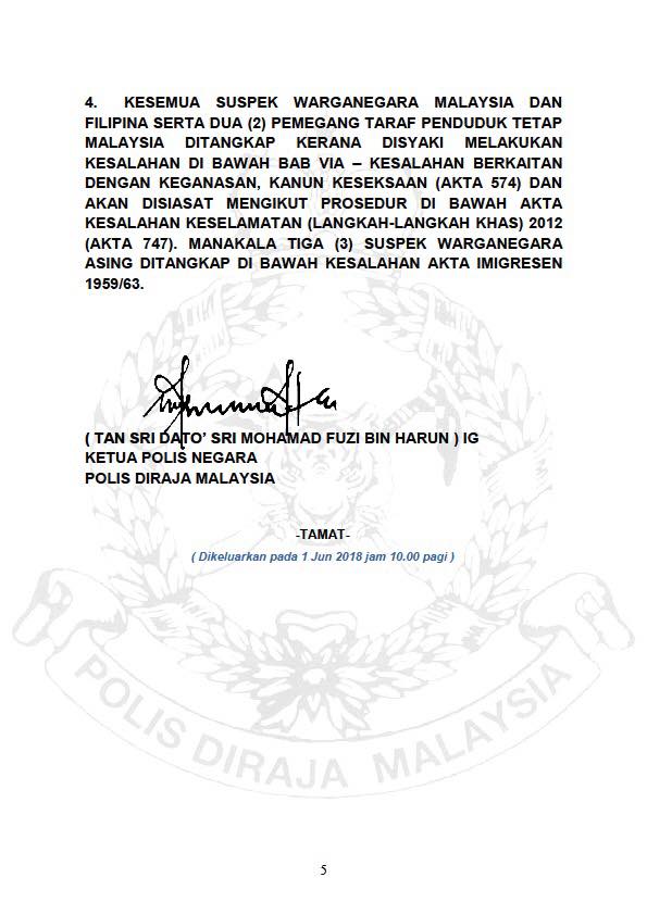 Tangkapan 15 Suspek Yang Terlibat Dalam Kumpulan Pengganas