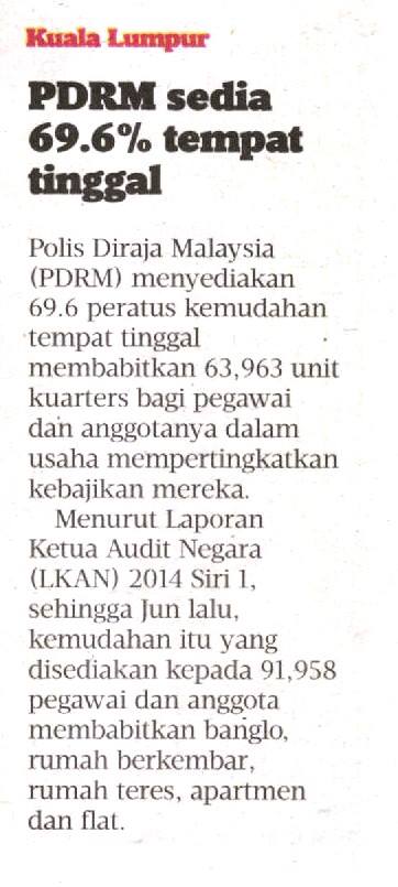 PDRM SEDIA 69.6% TEMPAT TINGGAL Pdrm Sedia 69 6 Tempat Tinggal