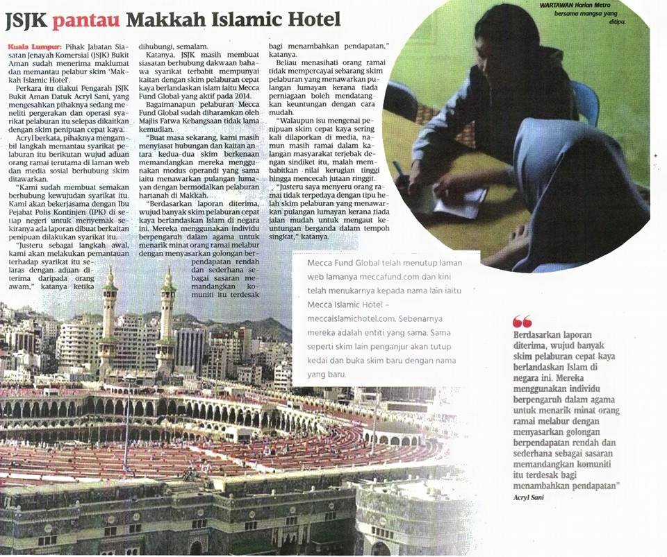 13 sep c Jsjk Pantau Skim Pelaburan Makkah Islamic Hotel