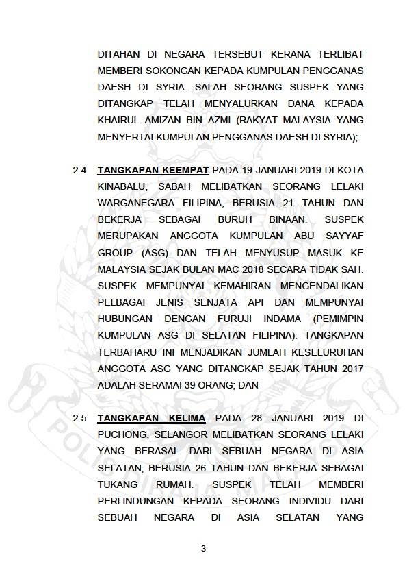 TANGKAPAN ENAM SUSPEK YANG TERLIBAT DALAM KUMPULAN PENGGANAS