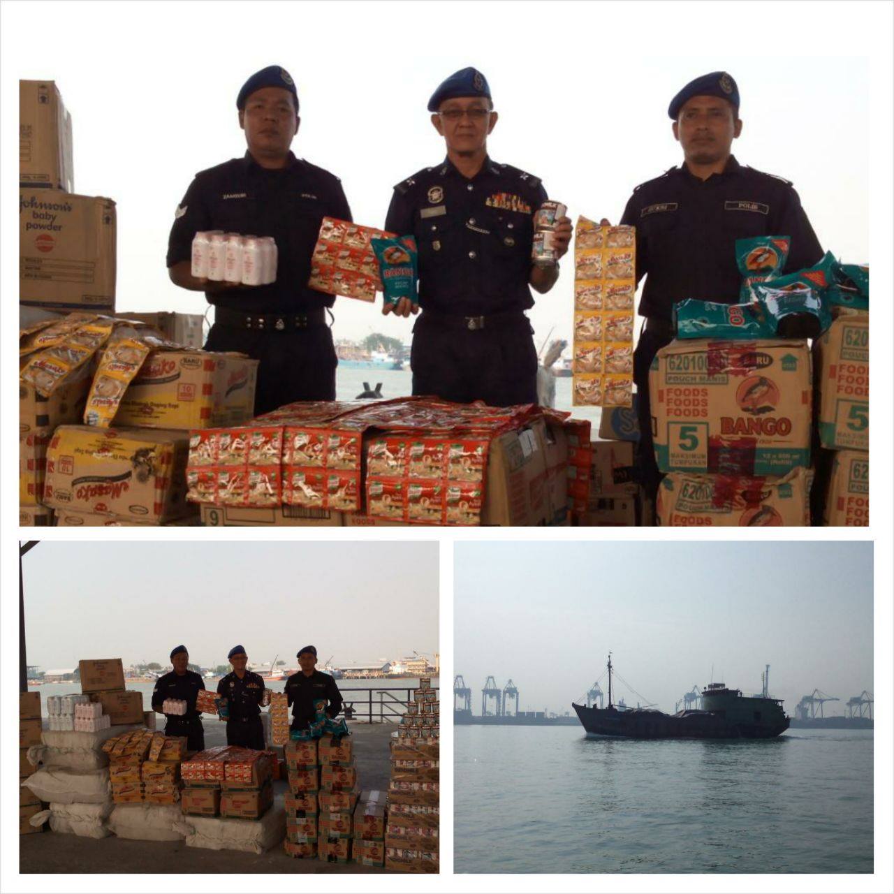POLIS MARIN WILAYAH SATU RAMPAS BEDAK, BAHAN MAKANAN TANPA KEBENARAN Polis Marin Wilayah Satu Rampas Bedak Bahan Makanan Tanpa Kebenaran