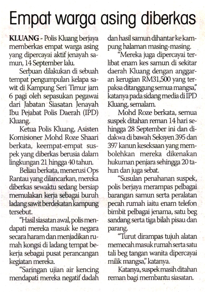 EMPAT WARGA ASING DIBERKAS Empat Warga Asing Diberkas