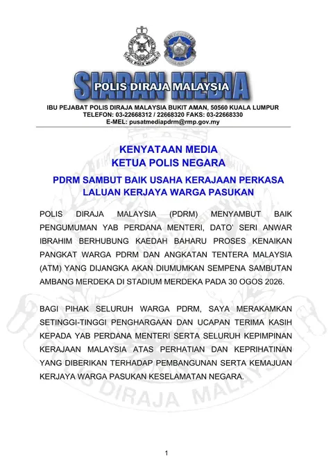 KENYATAAN MEDIA KETUA POLIS NEGARA