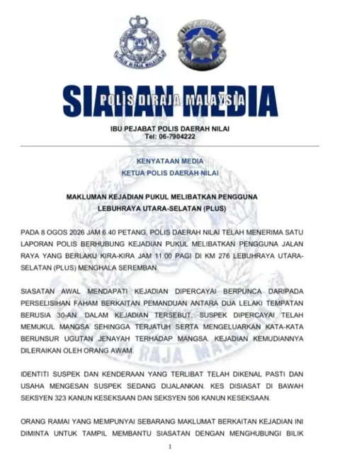 ISU TULAR: KENYATAAN MEDIA KETUA POLIS DAERAH NILAI