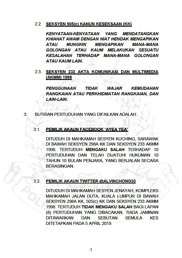 Pertuduhan Terhadap Pemilik Akaun Media Sosial Yang Menghina Agama Islam Dan Nabi Muhammad S A W