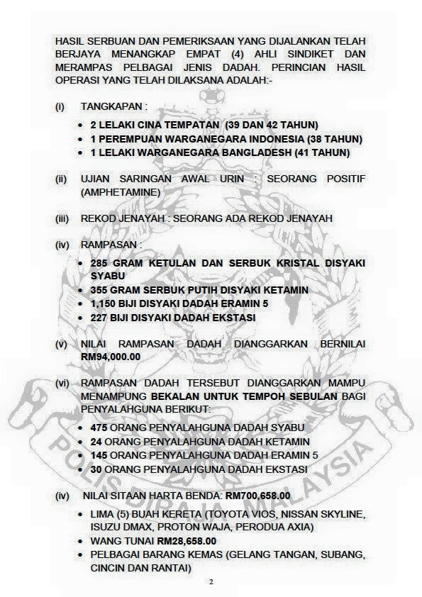 Siaran Media Pengarah Jabatan Siasatan Jenayah Narkotik 21 April 2016