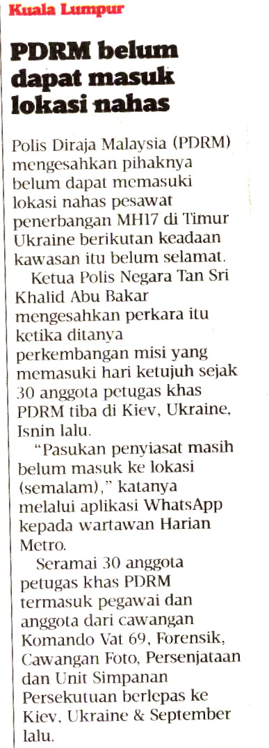 Pasukan Penyiasat Belum Dapat Masuk Lokasi Nahas