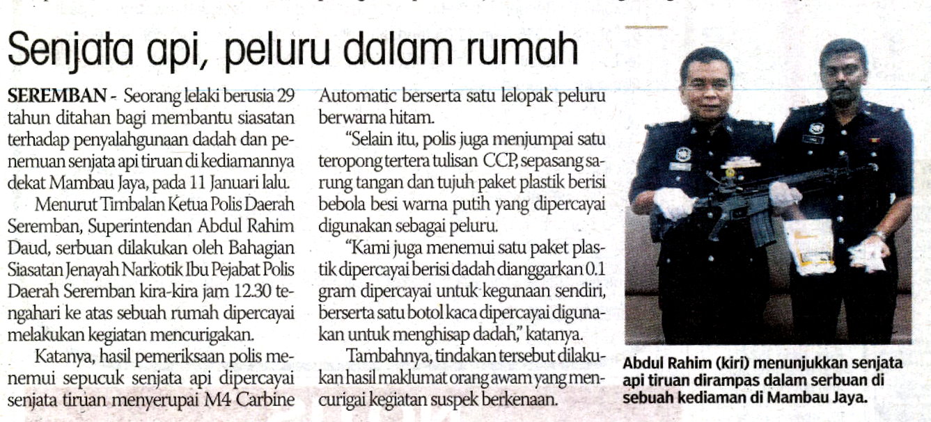 SENJATA API, PELURU DALAM RUMAH Senjata Api Peluru Dalam Rumah