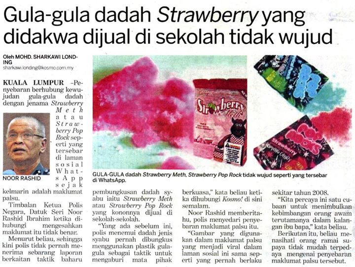 GULA-GULA DADAH STRAWBERRY YANG DIDAKWA DIJUAL DI SEKOLAH TIDAK WUJUD GULA-GULA DADAH STRAWBERRY YANG DIDAKWA DIJUAL DI SEKOLAH TIDAK WUJUD