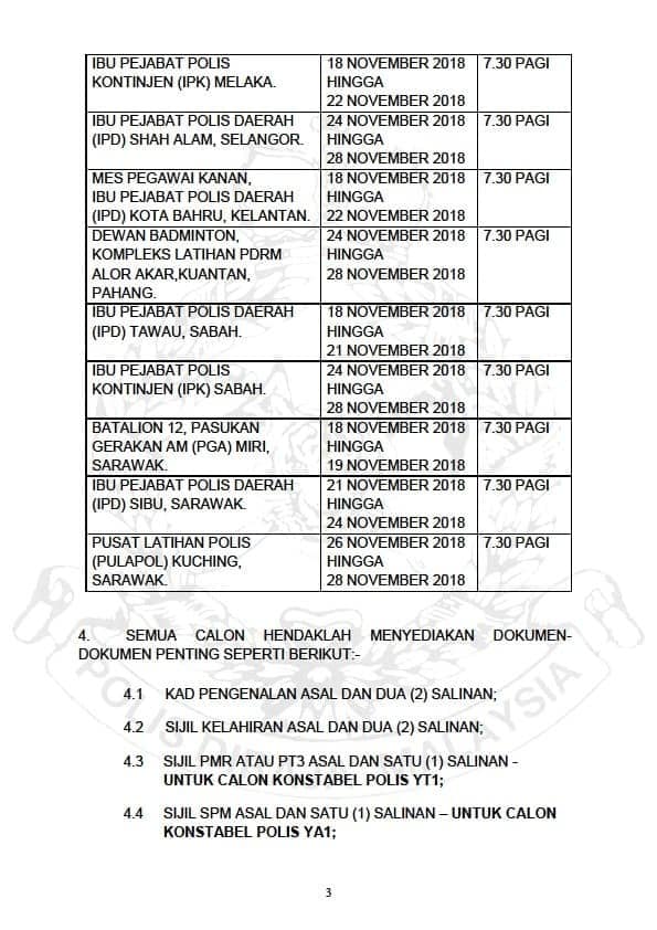 Siaran Media Polis Diraja Malaysia Eksesais Pengambilan Jawatan Konstabel Siri 2 2018