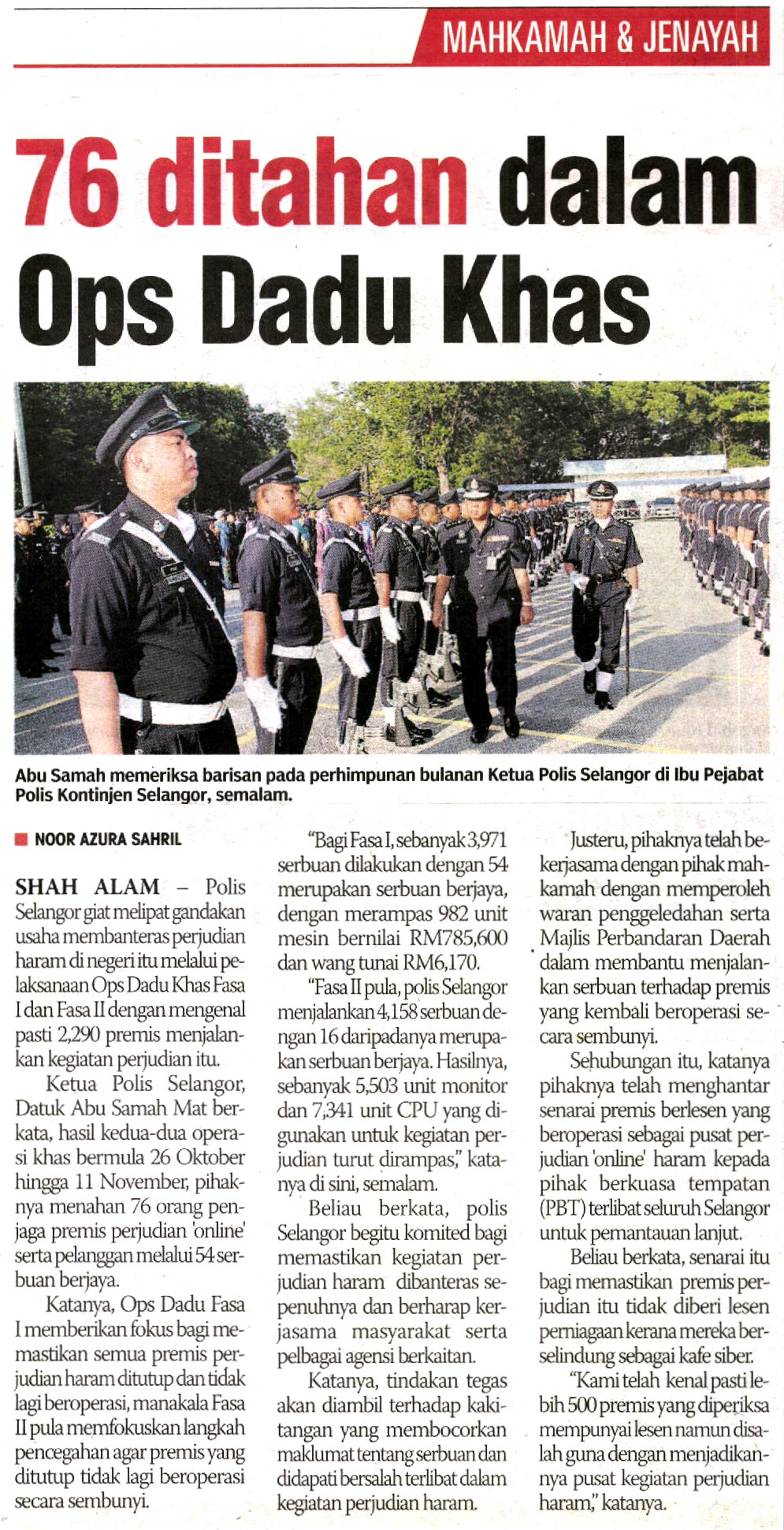76 DITAHAN DALAM OPS DADU KHAS 76 Ditahan Dalam Ops Dadu Khas