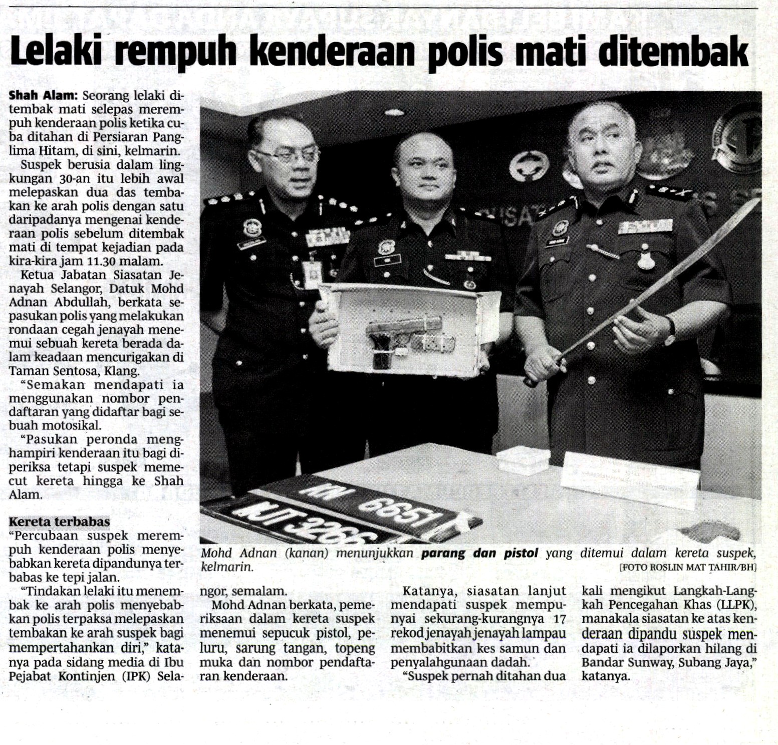 LELAKI MAUT SELEPAS REMPUH KERETA POLIS Lelaki Maut Selepas Rempuh Kereta Polis
