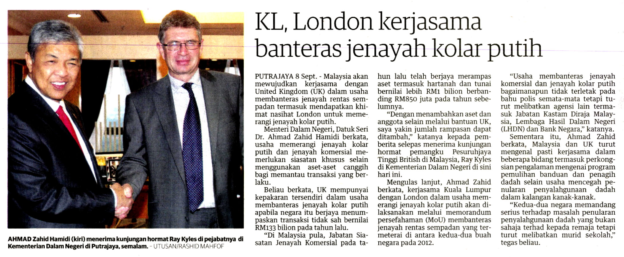 KL, LONDON KERJASAMA BANTERAS JENAYAH KOLAR PUTIH Kl London Kerjasama Banteras Jenayah Kolar Putih