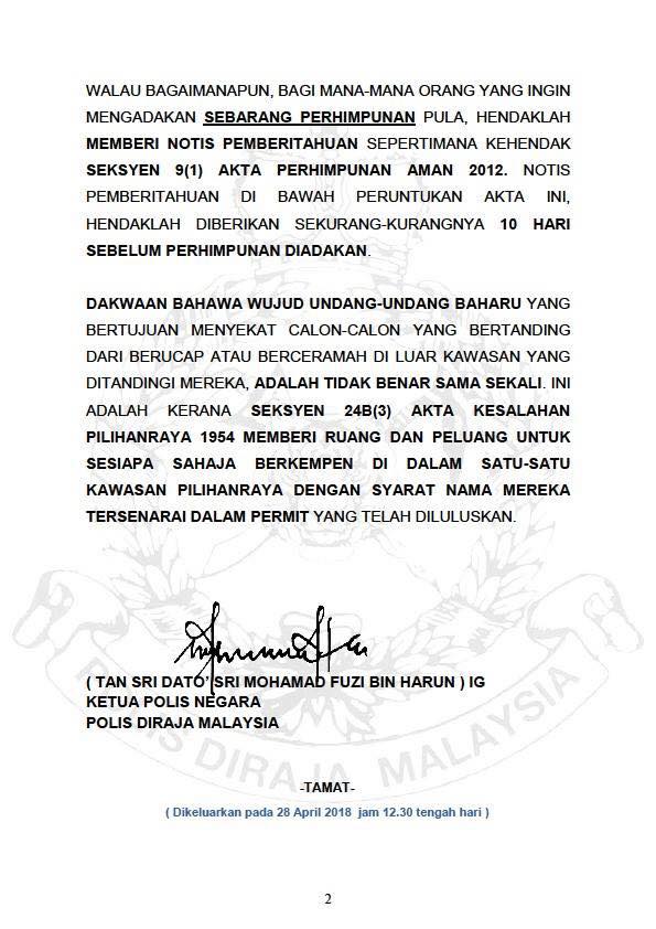 Pemohonan Permit Bagi Mengadakan Kempen Dalam Tempoh Berkempen Pilihanraya Umum Ke 14