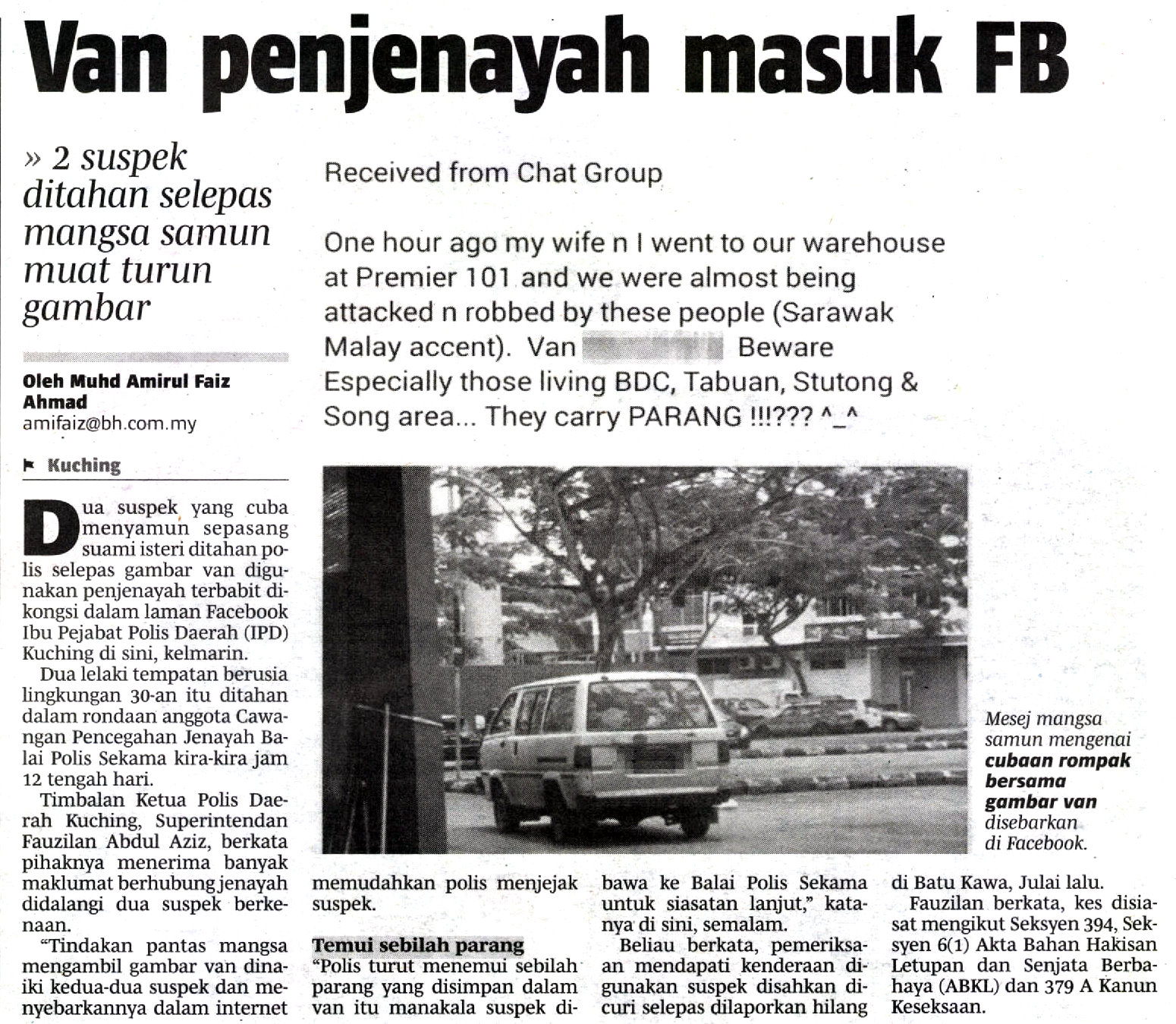 VAN PENJENAYAH MASUK FB Van Penjenayah Masuk Fb
