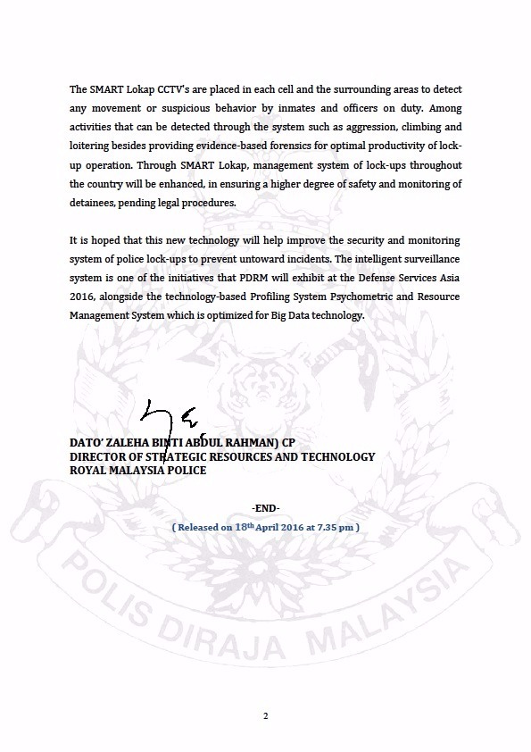 Press Release Launching Of Smart Lokap At The Defense Service Asia Dsa 2016