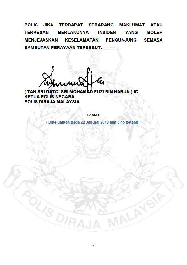 Kawalan Keselamatan Dipertingkatkan Sempena Sambutan Perayaan Thaipusam