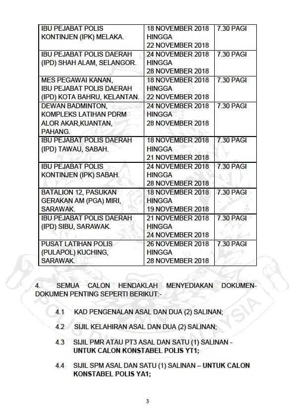 Siaran Media Eksesais Pengambilan Jawatan Kontsabel Siri 2 2018
