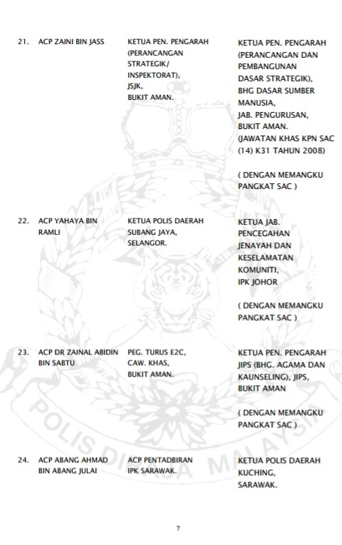 Siaran Media Kenaikan Pangkat Dan Pertukaran Pegawai Kanan Pdrm 20 Feb 2016