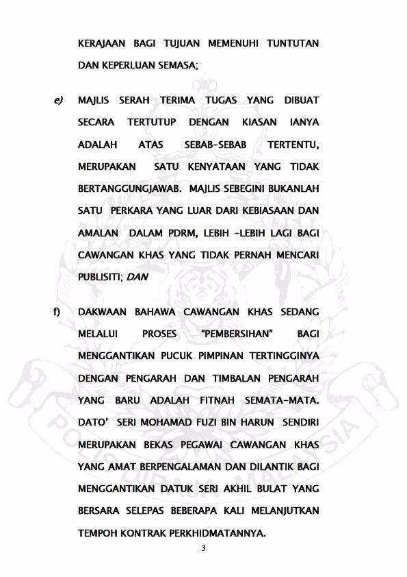 Kenyataan Media Isu Pertukaran P Cp Dato Abdul Hamid Bin Bador Ke Jabatan Perdana Menteri Putrajaya
