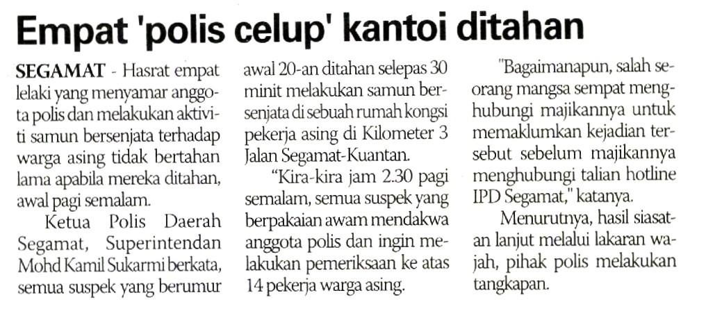 EMPAT 'POLIS CELUP' KANTOI DITAHAN Empat Polis Celup Kantoi Ditahan