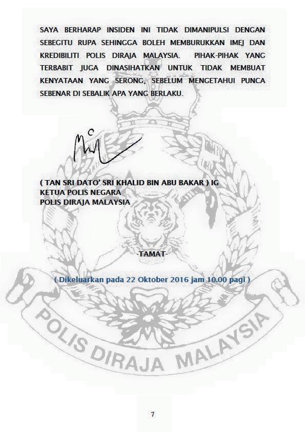 Penjelasan Berhubung Tangkapan Ke Atas Dr Thanendran Renganathan Dalam Operasi Polis