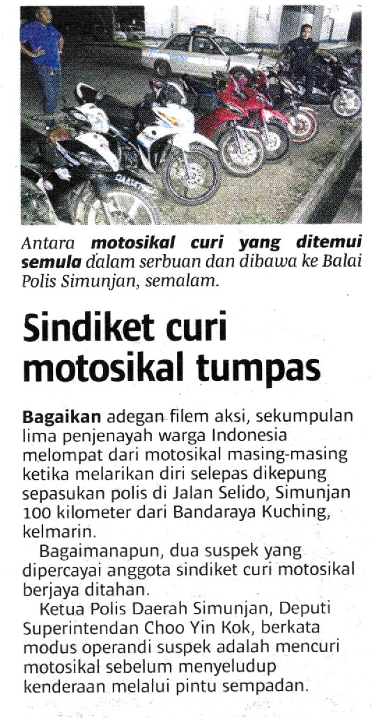 SINDIKET CURI MOTOSIKAL TUMPAS SINDIKET CURI MOTOSIKAL TUMPAS
