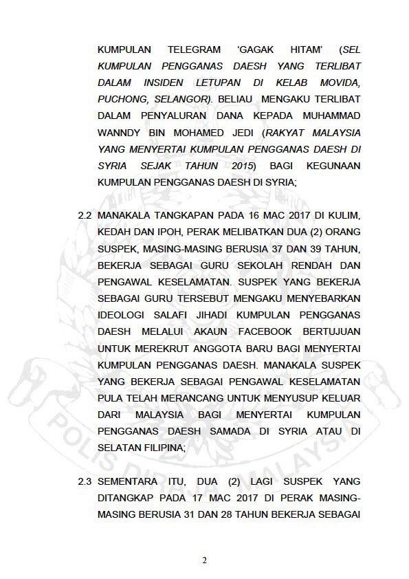 Kenyataan Media Ketua Polis Negara Tangkapan Sembilan 9 Individu Kerana Disyaki Terlibat Dalam Aktiviti Kumpulan Pengganas Daesh