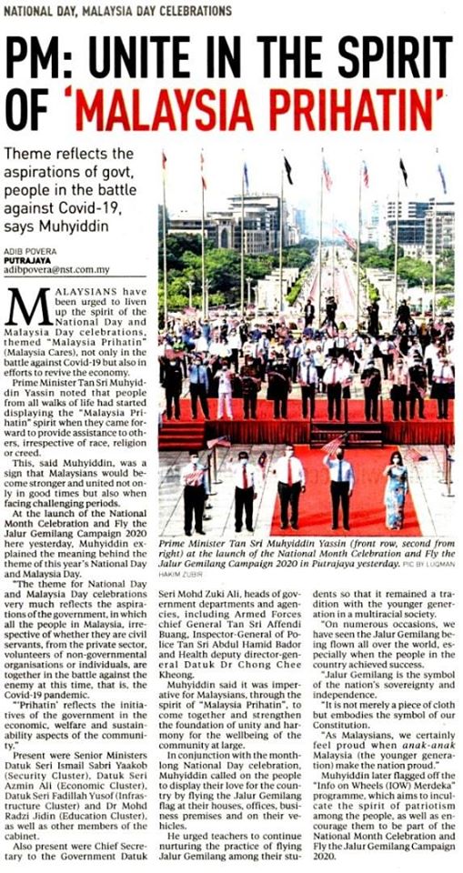qw Pkpp Covid 19 Keratan Akhbar Pilihan Pm Unite In The Spirit Of Malaysia Prihatin