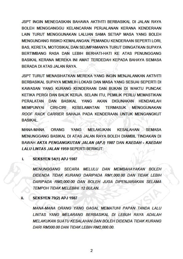 2 Kenyataan Media Pengarah Jabatan Siasatan Dan Penguatkuasaan Trafik Bukit Aman