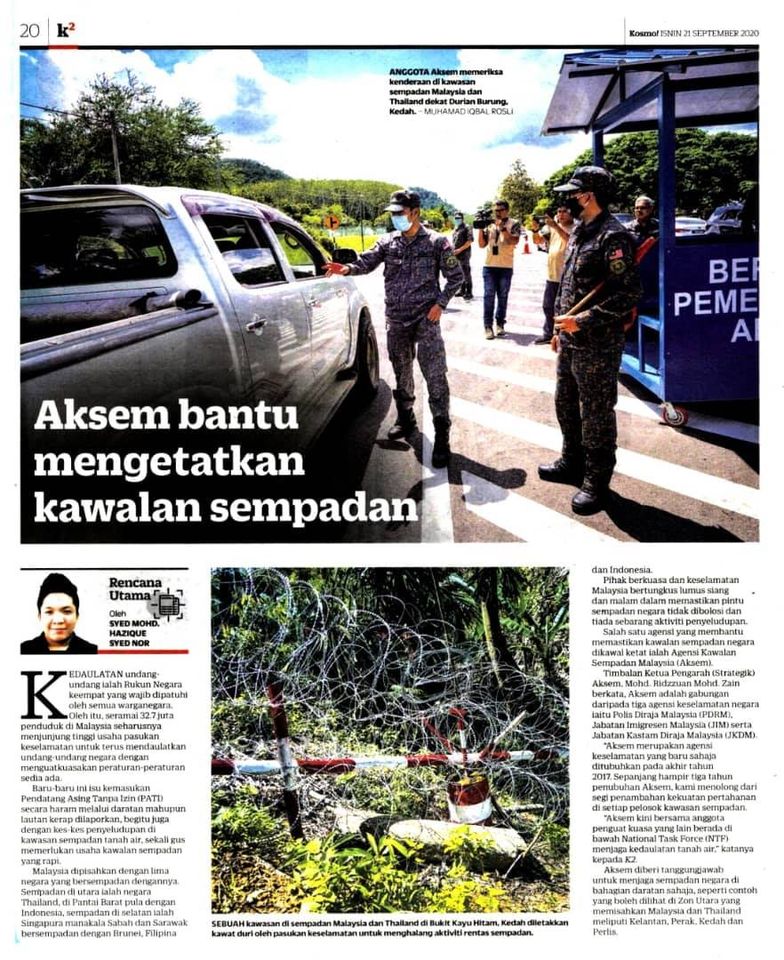 qw Pkpp Covid 19 Op Benteng Keratan Akhbar Pilihan Op Benteng Aksem Bantu Mengetatkan Kawalan Sempadan