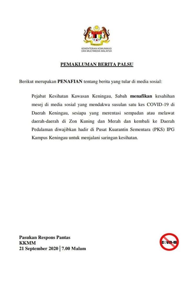 qw #PKPP #COVID-19 PENAFIAN BERITA PALSU YANG TULAR DI MEDIA SOSIAL