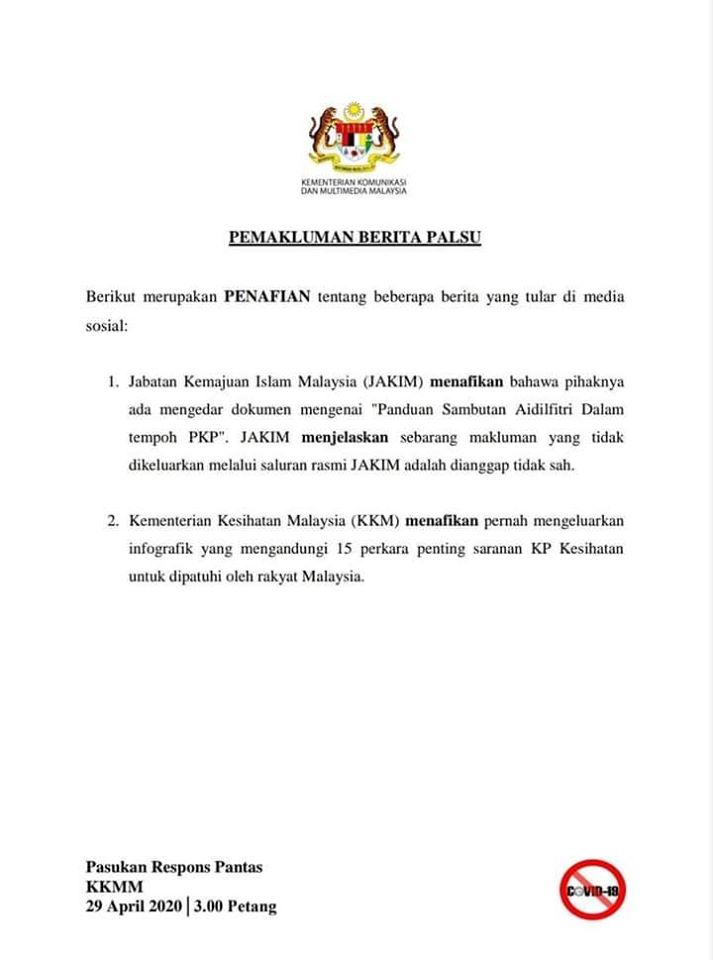 11 PENAFIAN BERITA PALSU YANG TULAR DI MEDIA SOSIAL