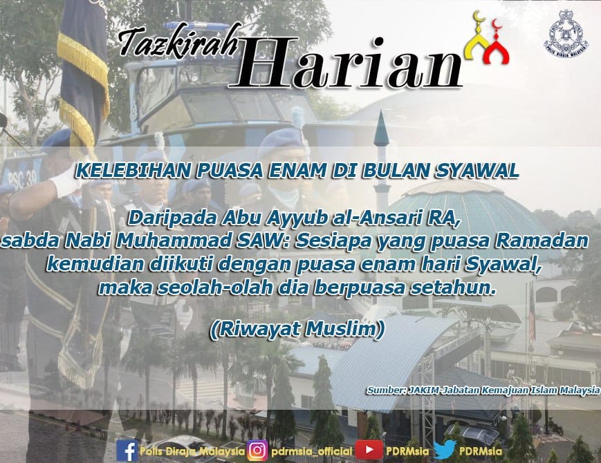 1 Tazkirah Harian Kelebihan Puasa Enam Di Bulan Syawal