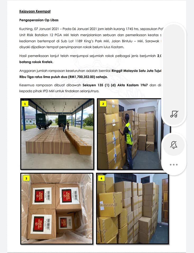 6 Pkpp Covid 19 Op Benteng Posting Pilihan Op Libas Pga Rampas Arak Rokok Seludup Bernilai Lebih Rm3 Juta