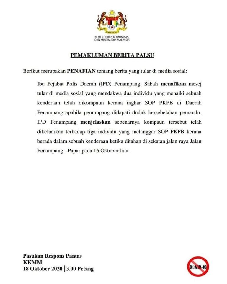 #PKPP #COVID-19 PENAFIAN BERITA PALSU YANG TULAR DI MEDIA SOSIAL