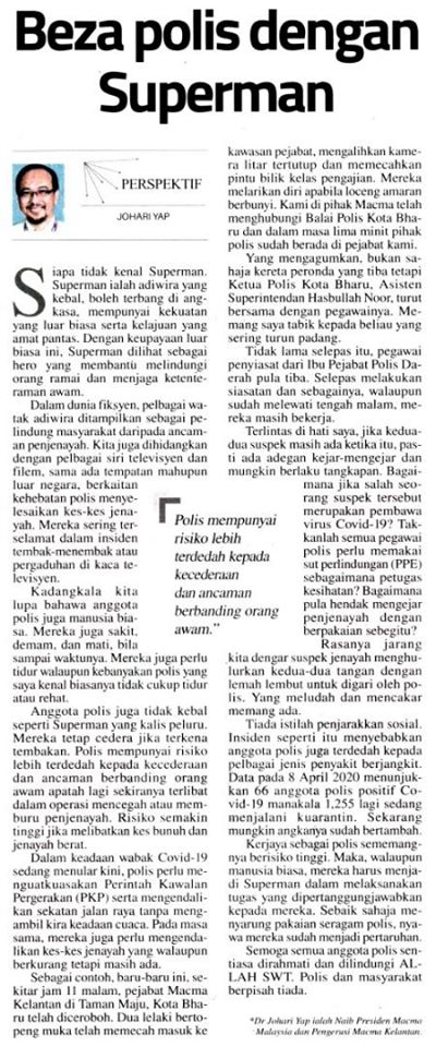 3 Covid 19 Keratan Akhbar Pilihan Beza Polis Dengan Superman