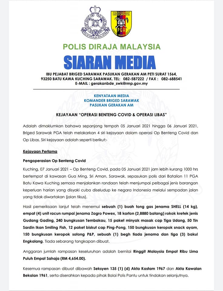 1 Pkpp Covid 19 Op Benteng Posting Pilihan Op Libas Pga Rampas Arak Rokok Seludup Bernilai Lebih Rm3 Juta