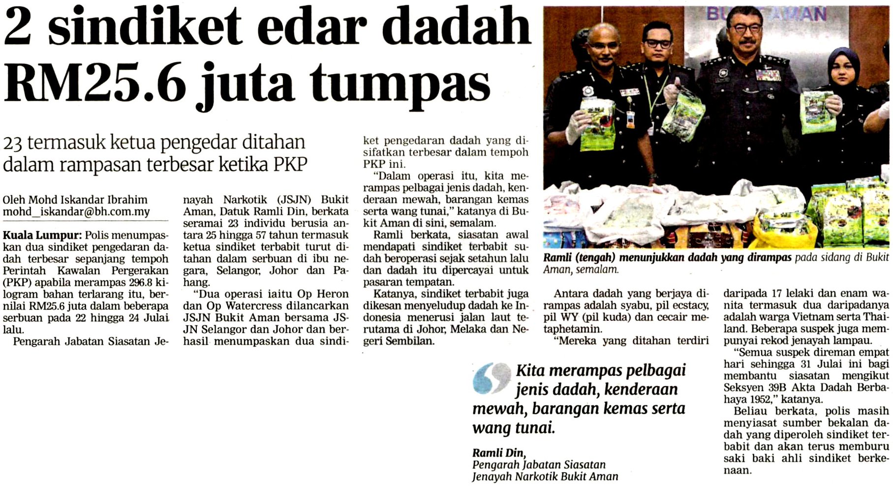 Pkpp Covid 19 Waragainstdrugs 2 Sindiket Edar Dadah Rm25 6 Juta Tumpas