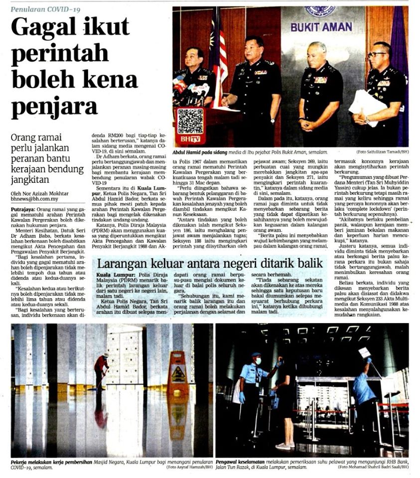 2 Covid 19 Keratan Akhbar Pilihan Masyarakat Perlu Jalankan Peranan Bantu Kerajaan Bendung Covid 19
