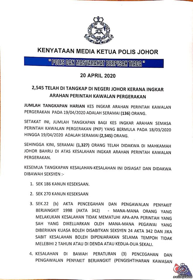 1 KENYATAAN MEDIA KETUA POLIS JOHOR