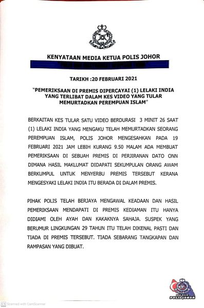 1 KENYATAAN MEDIA KETUA POLIS JOHOR