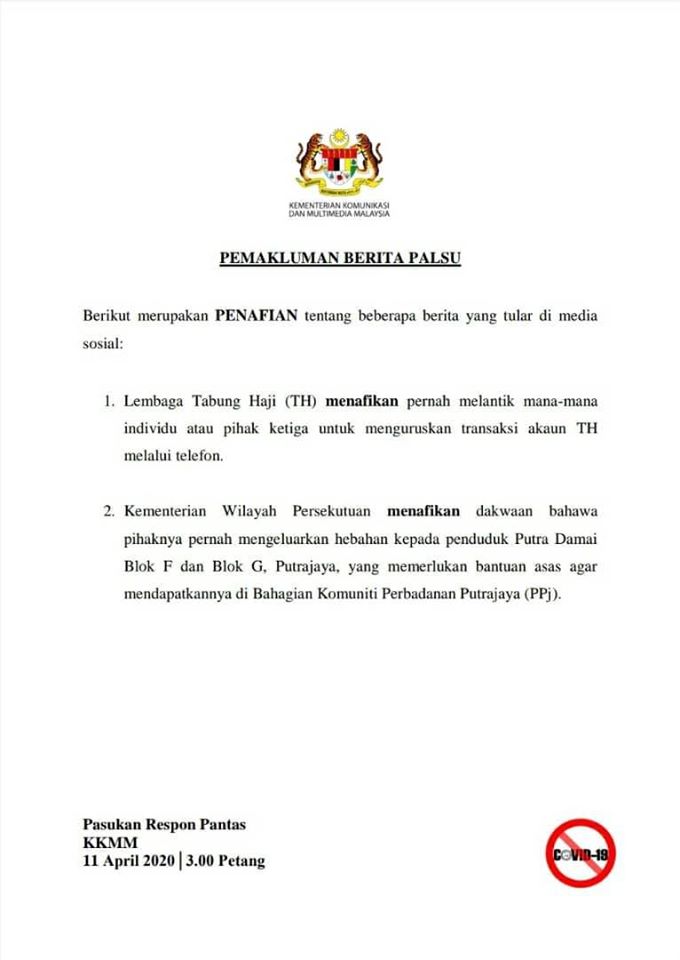 12 PENAFIAN BERITA PALSU YANG TULAR DI MEDIA SOSIAL