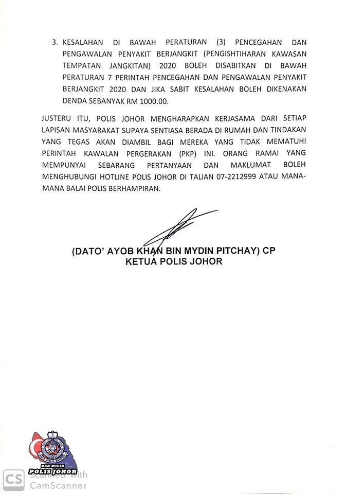 5 #COVID-19 : KENYATAAN MEDIA KETUA POLIS JOHOR